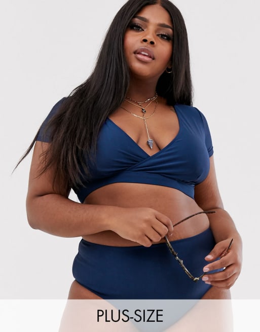 Peek & Beau Curve - Exclusieve bikini met hoge taille in glanzend marineblauw