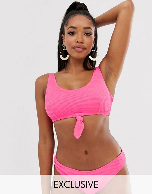 Peek & Beau Fuller Bust Exclusive scrunch bikini set in pink