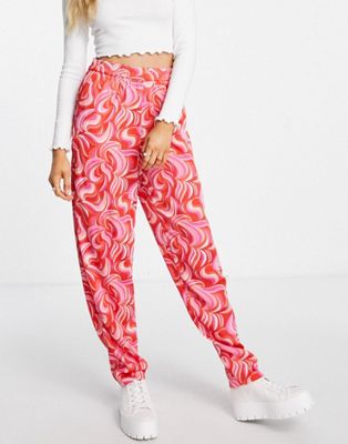 Pieces co-ord in red and pink print