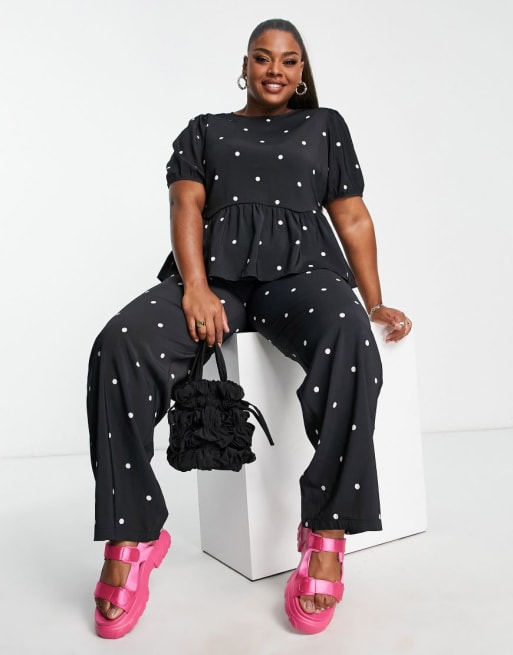 Plus Size Wide Leg Polka Dot Pant, Cool Plus Size Clothing - See