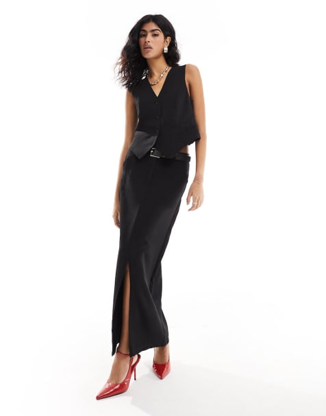 Pieces – Elegantes Set aus Weste und Maxirock in Schwarz - view 1