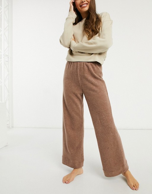 Pieces lounge trousers with wide leg in tan