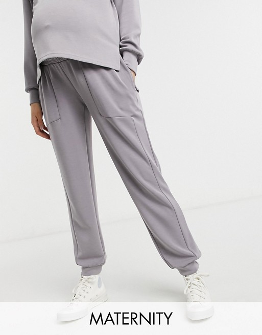 Pieces Maternity co-ord joggers in grey