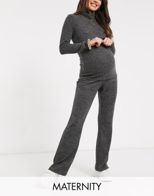 Pieces Maternity knitted co-ord in dark grey