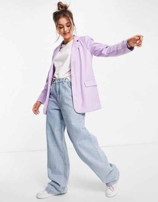 Pieces oversized blazer shorts co ord in lilac ASOS