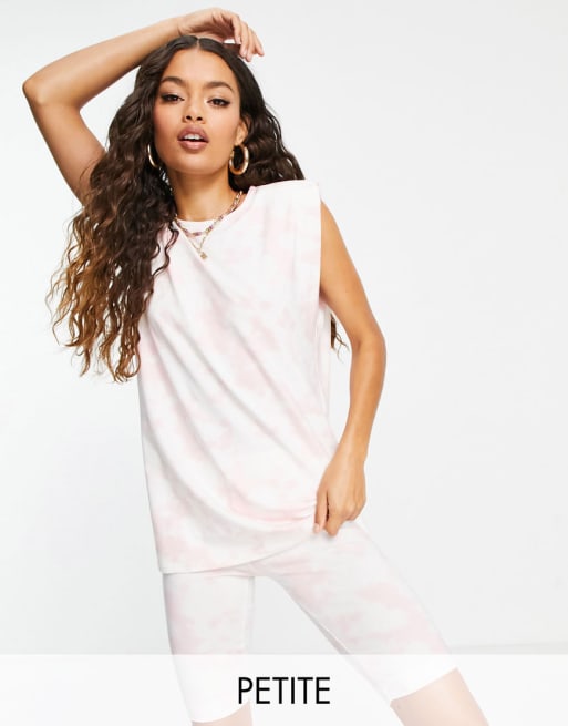 Pieces Petite - Coordinato con top senza maniche e leggings, colore rosa