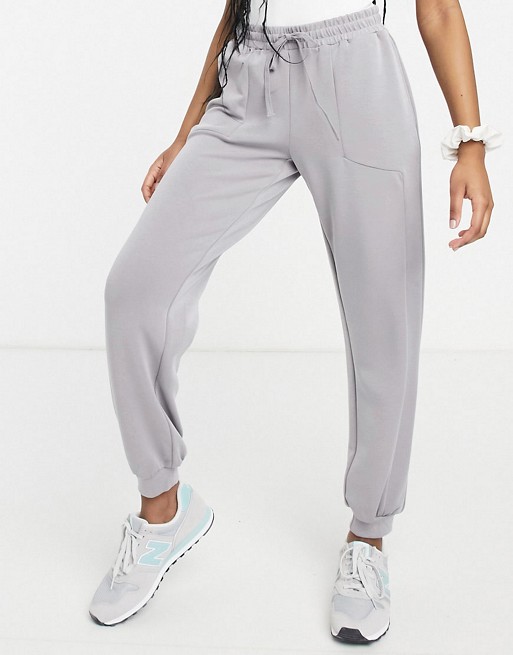 Pieces premium slinky modal joggers co-ord in grey