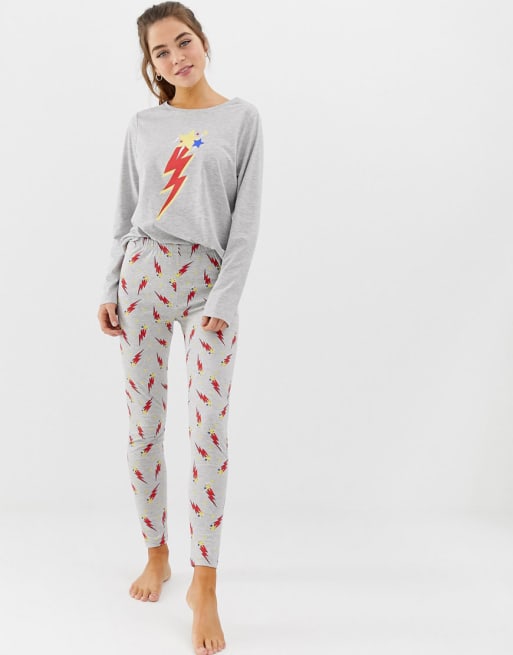 Pijama con diseño de rayo Mix & Match de ASOS DESIGN