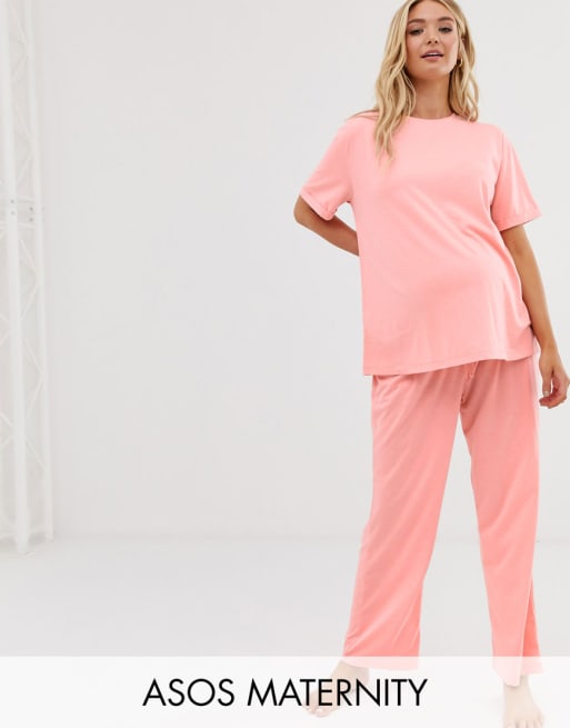Pijama de punto con camiseta y pantalones mix & match de ASOS DESIGN Maternity