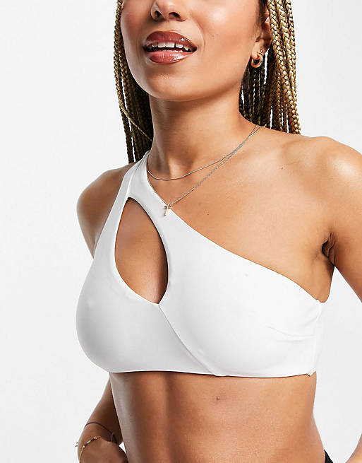 Pimkie asymmetric cut out bikini in white