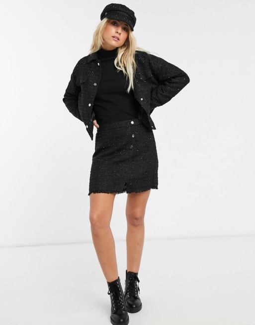 Pimkie Glitter boucle rok en jasje combi set ASOS