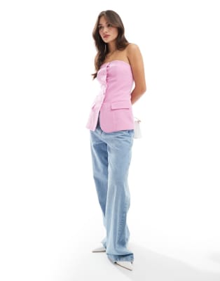 Pimkie tailored bandeau and shorts set in pink