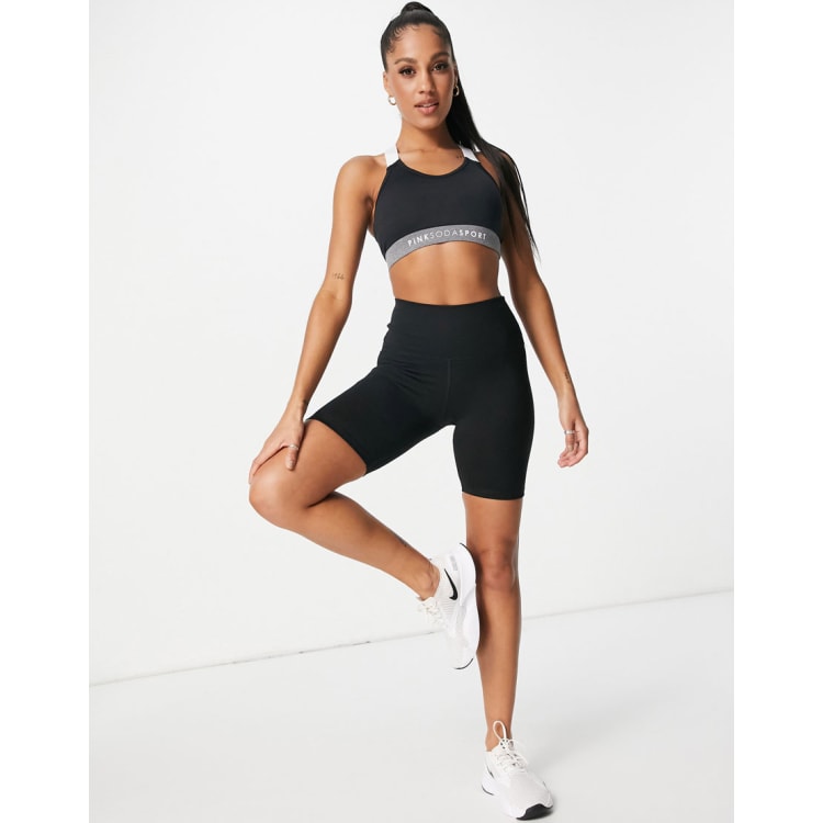 Pink Soda Sport havana medium support sports bra in black and