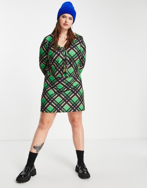 Plus - Coordinato con stampa a quadri multicolore