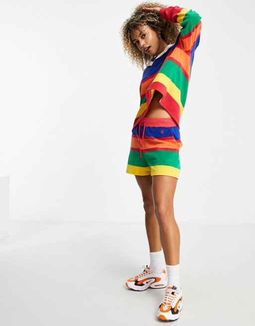 Polo Ralph Lauren - Coordinato con top e pantaloncini in spugna a righe multicolore