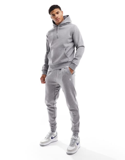 Polo Ralph Lauren icon logo double knit sweat joggers in charcoal marl ASOS