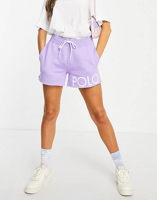 Polo Ralph Lauren – Liliowy zestaw: bluza z kapturem i logo i szorty