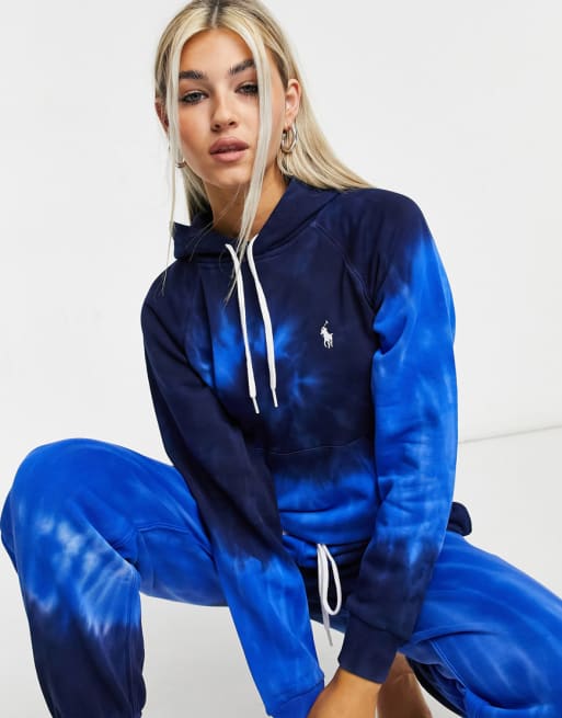 Polo Ralph Lauren – Niebieski zestaw z bluzą z kapturem i joggersami z efektem tie-dye