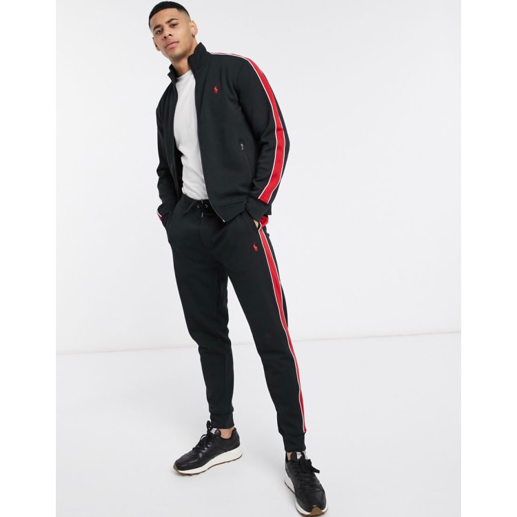 Polo Ralph Lauren tracksuit in black with side stripe | ASOS