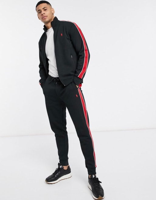 Polo Ralph Lauren tracksuit in black with side stripe