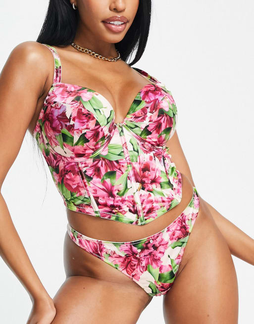 Pour Moi Couture satin lingerie set in floral print ASOS