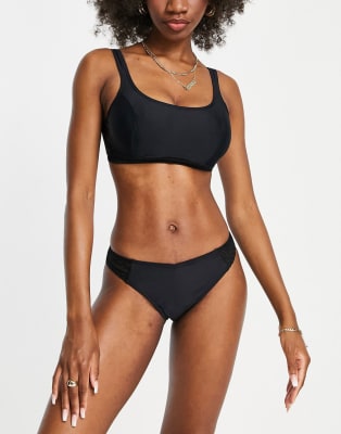 Pour Moi Fuller Bust Crop Bikini Top In Black for Women