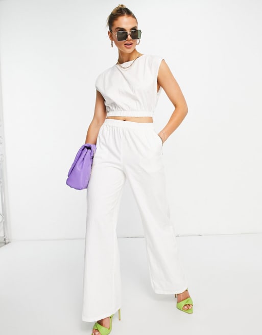 Pretty Lavish relaxed crop top and pants set in off white | ASOS