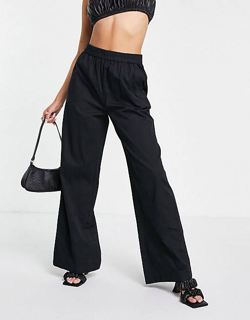 Pretty Lavish relaxed crop top and trouser co-ord in off black