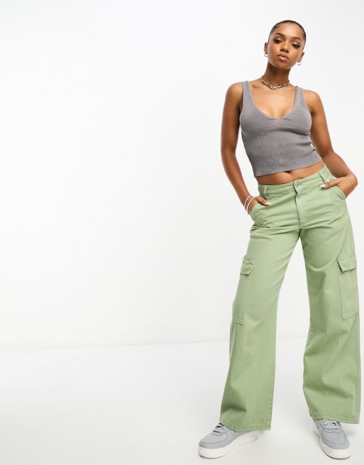 Pull&Bear - Co-ord set van ribgebreid hemd en maxi rok in grijs