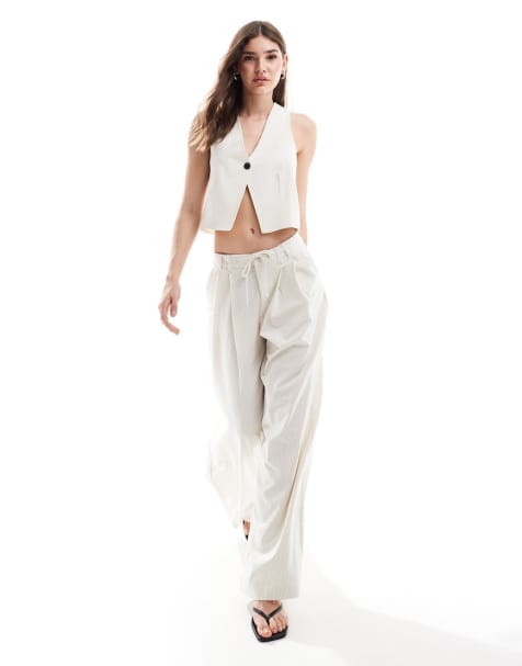 Pull&Bear - Coordinato con gilet e pantaloni bianco gessato - view 1