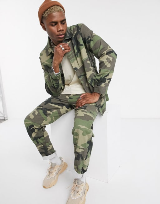 Pull&Bear denim co-ord in green camo