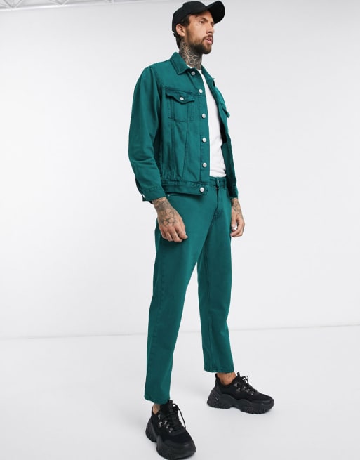 Pull&Bear denim two-piece in acid wash green