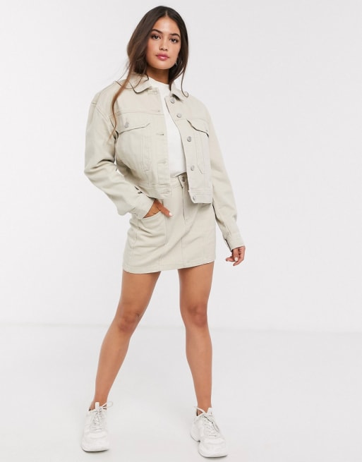 Pull&Bear denim two-piece in beige