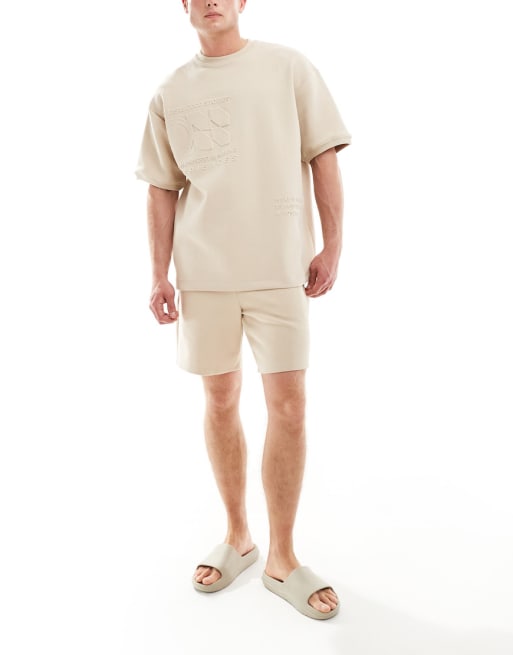 Pull&Bear – Geprägtes Set in Sandbeige