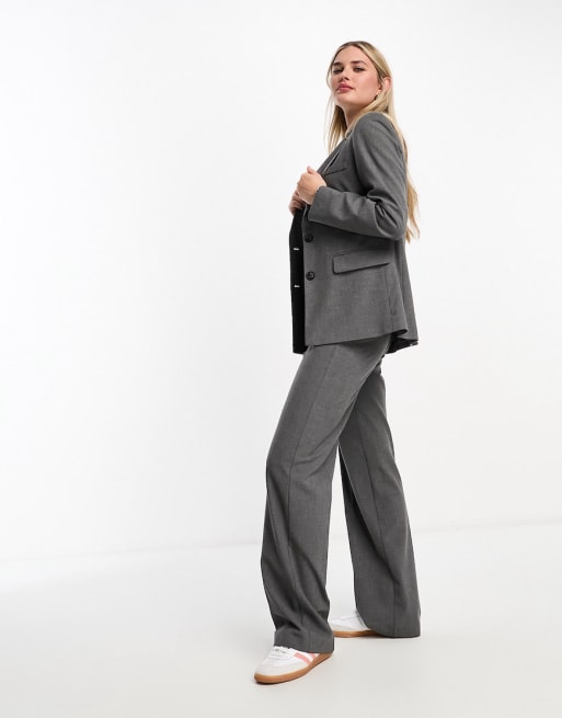Pull&Bear – Grafitowoszary zestaw z marynarką oversize i spodniami