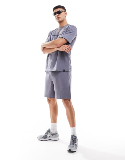 Pull&Bear – MW – Set in Grau mit Schriftzug