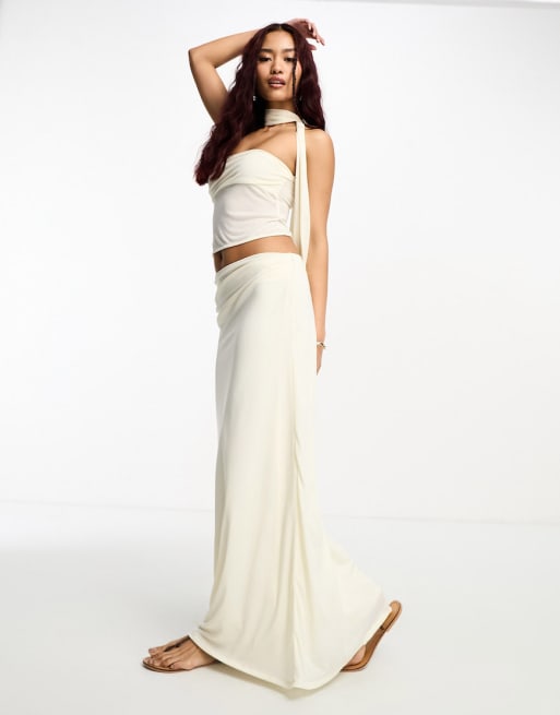 Pull&Bear ruched set in white