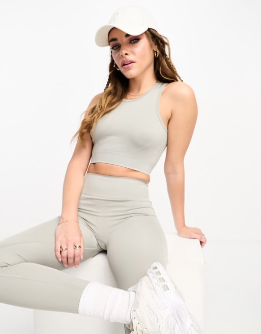 Pull&Bear seamless high waisted leggings and top in gray - part of a