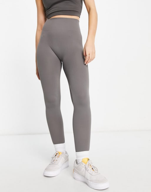 Pull&Bear seamless high waisted leggings and top in gray - part of a