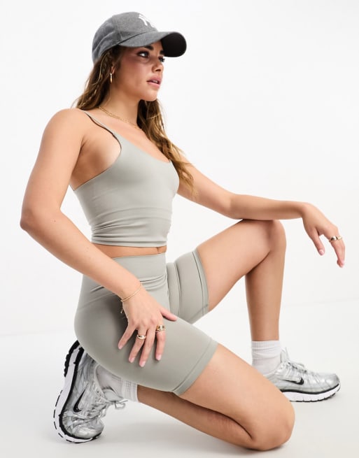 Pull&Bear seamless tank top and shorts set in gray