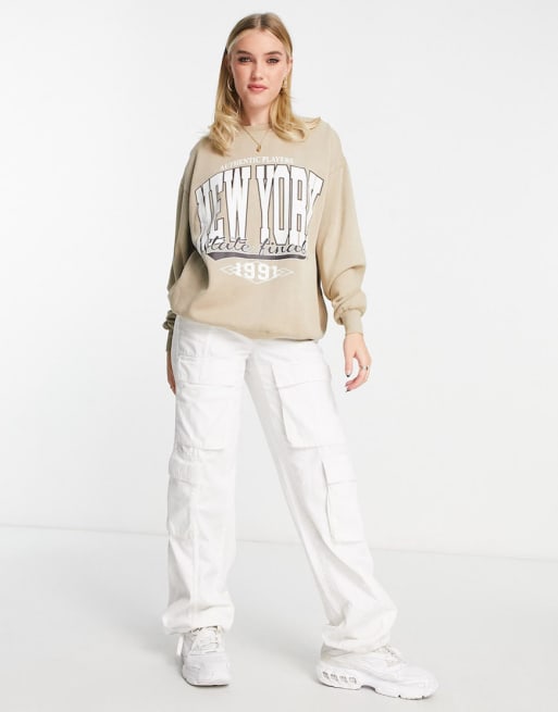 Pull&Bear sweatshirt and trackies with New York slogan in stone