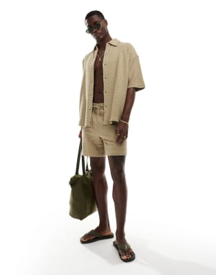 Pull&bear textured co-ord in khaki