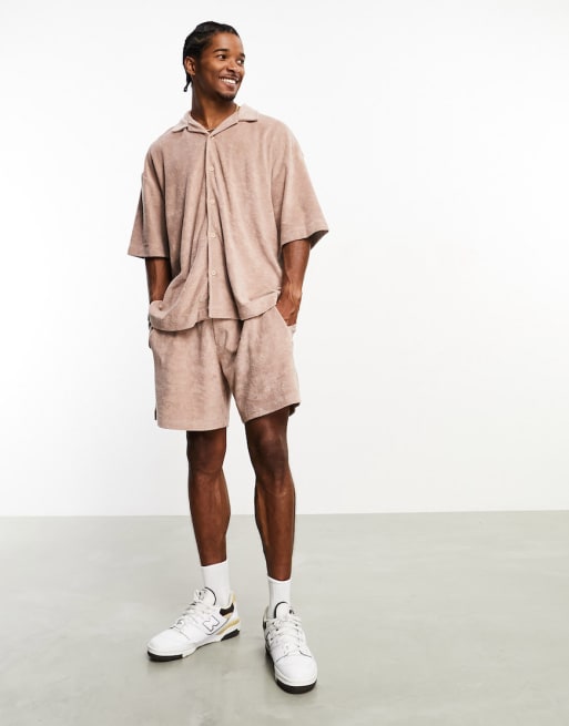 Pull&Bear towelling shorts in pink (part of a set)