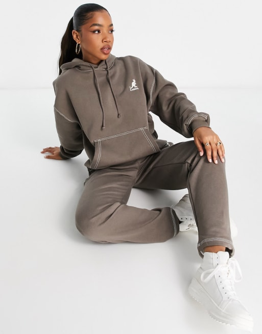 Pull&Bear X Kangol oversized long hoodie and sweatpants set in washed