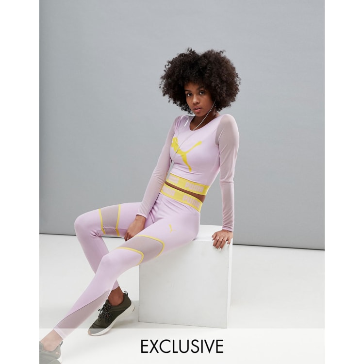 Puma Active Langarmliges Netzoberteil und Leggings in Lila exklusiv bei ASOS ASOS