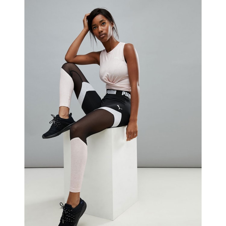 Puma schwarze leggings mit netzeinsatz online