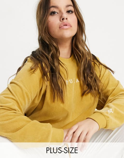 Puma PLUS cord sweat set in mustard- exclusive to ASOS