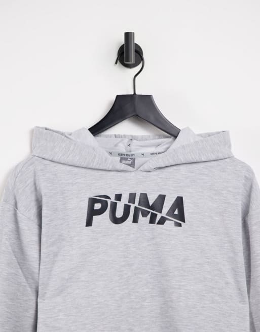 Puma Training cropped hoodie and joggers set in grey