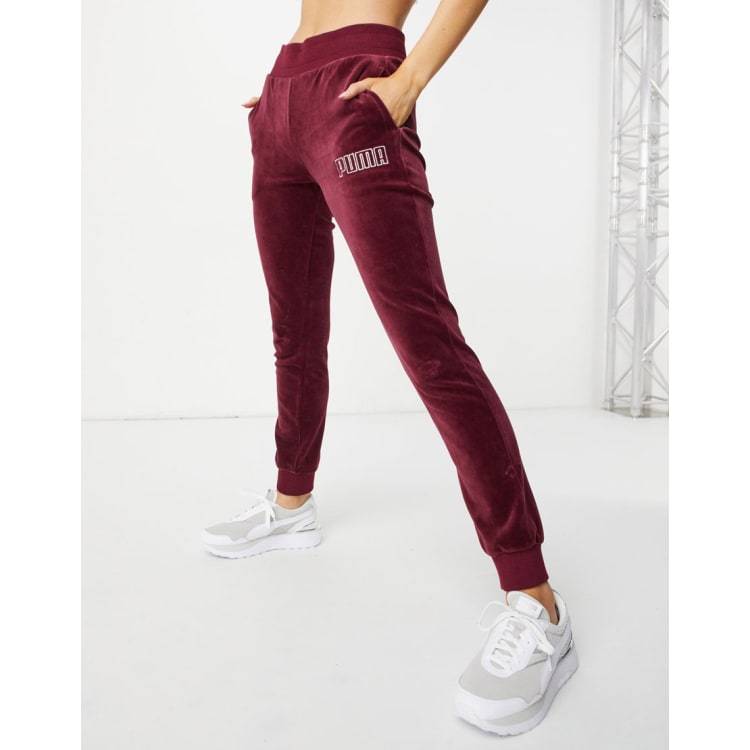 Burgundy puma joggers best sale