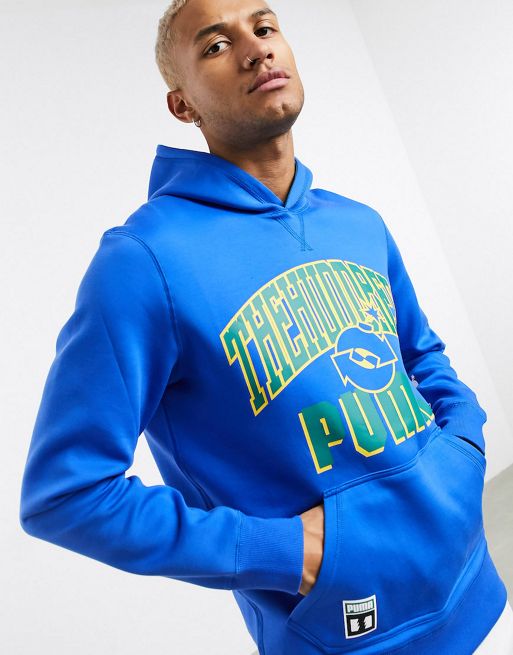 Puma x The Hundreds large collegiate logo reversible co-ord set in blue ...